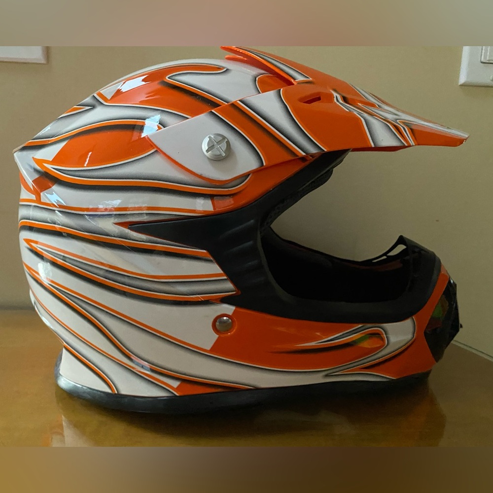 Typhoon Orange YXL Dirt Bike Helmet Off Road ATV Motorcycle MX Kids Motocross